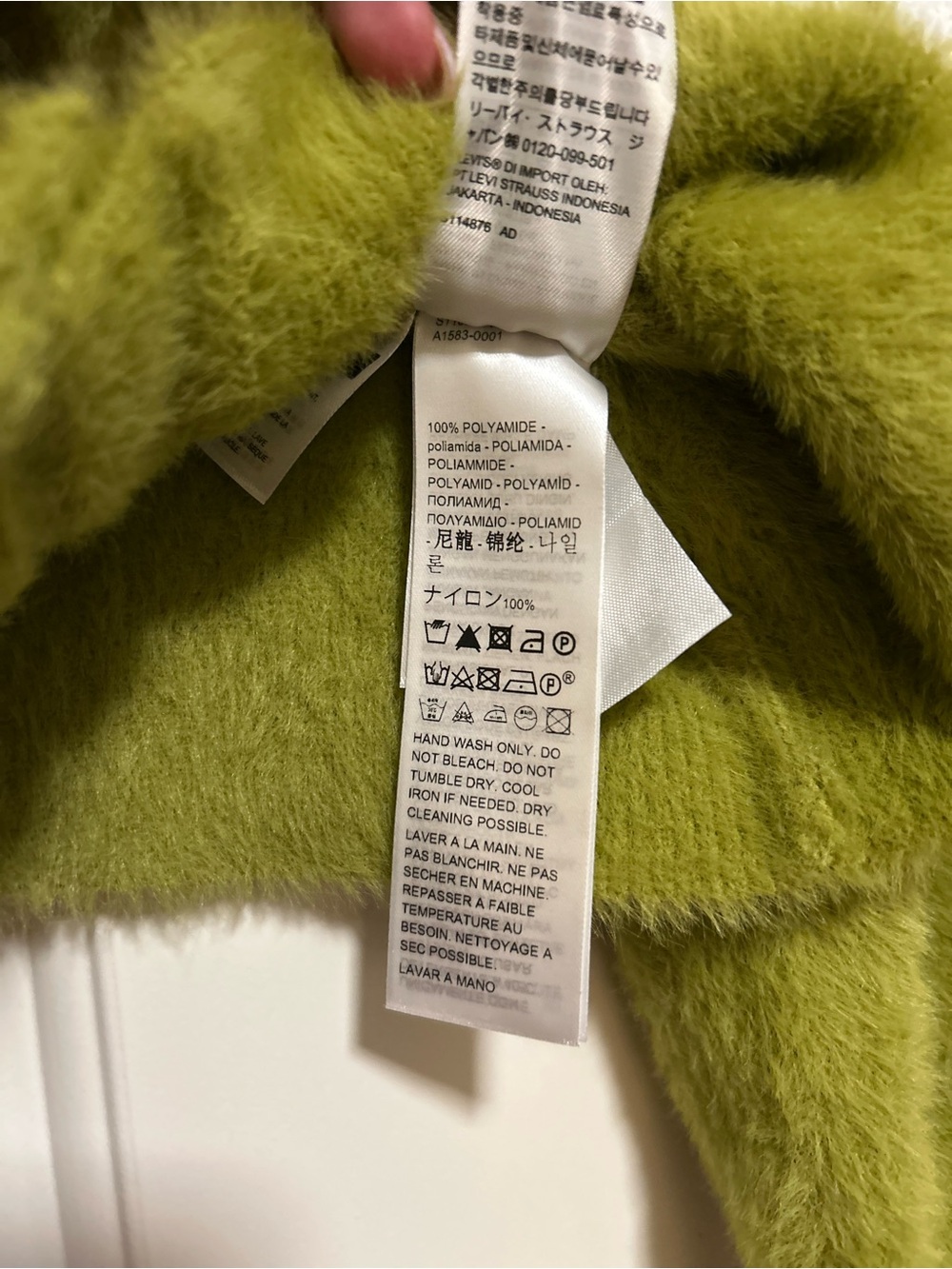 Never worn! 🌼🍋🟩Levi's Lime Green ‘Hippie Days’ Fuzzy V-Neck Cardigan🍋🟩🌼 - Picture 13 of 14